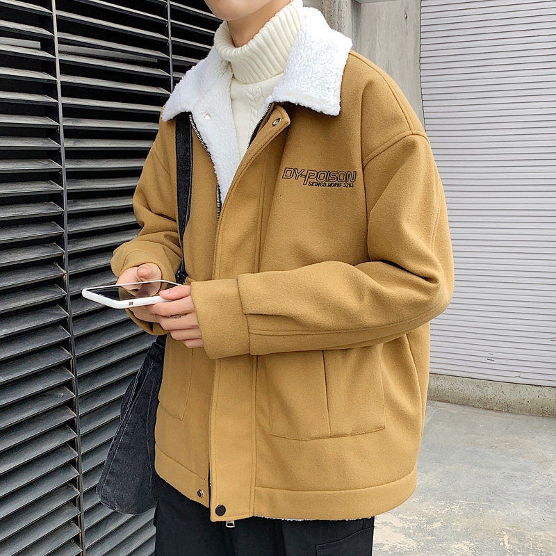 毛呢大衣男冬季外套羊羔毛加厚保暖呢子风衣宽松M1911P115控158，男装风衣，电商A157