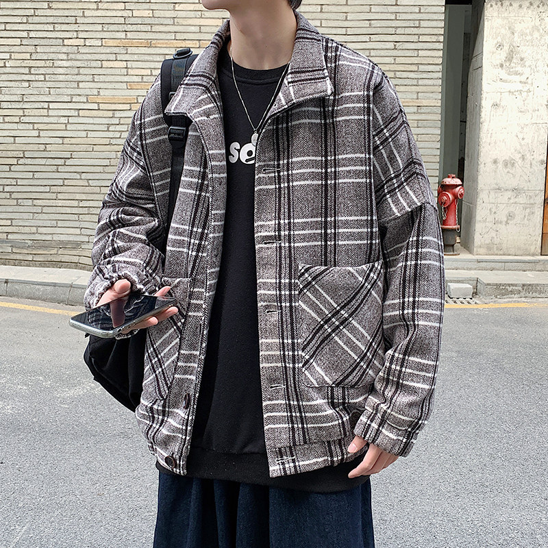 ins冬季呢子外套男西装风衣加厚毛呢大衣男夹克外套J918 P90图片