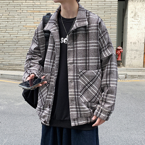 ins冬季呢子外套男西装风衣加厚毛呢大衣男夹克外套J918 P90图片