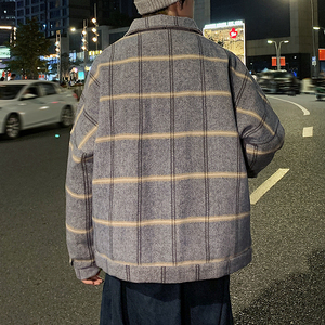 港风毛呢大衣男风衣2025春款学生宽松ins呢子外套 j916 P90图片