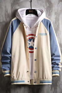 2021棒球服外套男ins港风潮牌宽松撞色夹克韩版潮上衣 J8011 P85图片