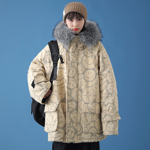 冬情侣棉衣连帽宽松大毛领加厚棉服棉袄外套 M612 P135 178起图片