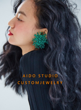 韩国小众设计手工彩色复古流苏花朵耳环女夸张高级感耳饰耳夹耳钉