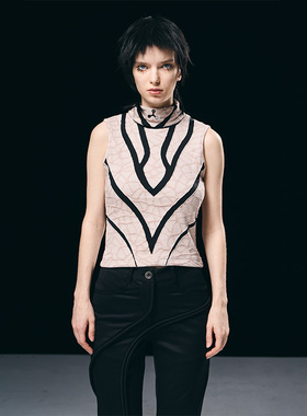 BORON ATOMS 23SS 拼贴裁剪肌理感原创背心无袖修身上衣