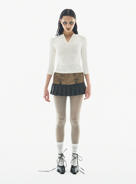 BORON ATOMS(BA)  V领上衣女七分袖高端刺绣LOGO打底T恤中袖修身