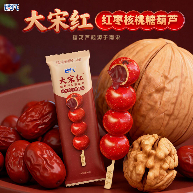 德氏大宋红红枣核桃糖葫芦鲜山楂老北京夹心糖葫芦特色休闲小零食