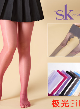 6条SK加大北极光油亮丝袜丝滑油袜夏季薄款无缝开裆连裤袜马油袜