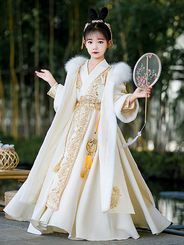 秋冬加厚小女孩古风襦裙两件套