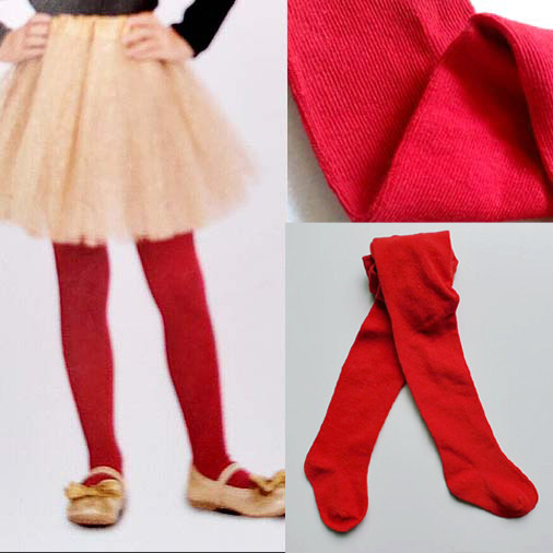 儿童女童红色连袜裤全棉大红色舞蹈连裤袜女宝宝打底裤春秋薄款