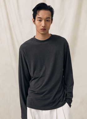 PrettyRiver羊毛T恤男士275G亲肤针织衫高支数混纺长袖休闲上衣