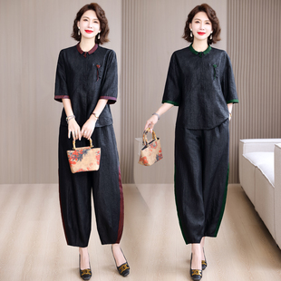 新款 新中式 香云纱套装 女2026夏装 国风真丝两件套高端桑蚕丝哈伦裤