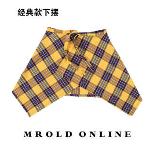 夏季黄色格子小屁帘不规则半身裙摆高街下摆腰部系带街舞裤子配饰
