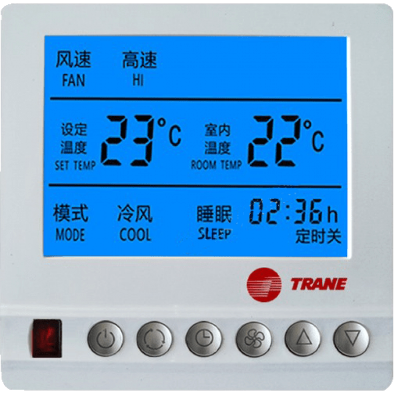 空调液晶温控器trane特灵三速控制开关面板温控器双显红标