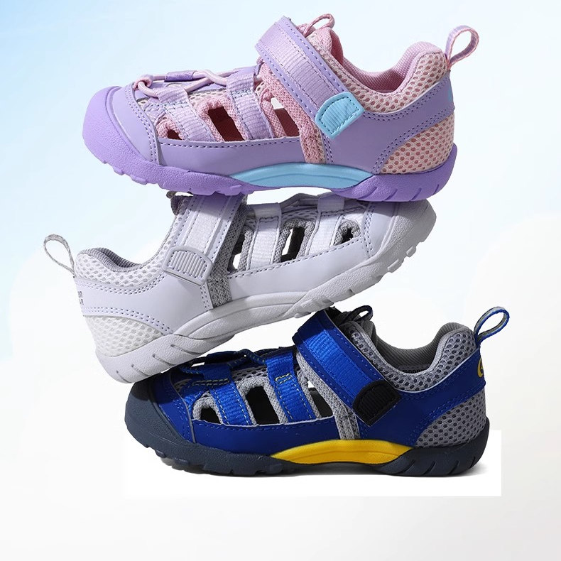 2025夏季新款日本月星2-8岁镂空网机能凉鞋男女儿童运动鞋沙滩鞋