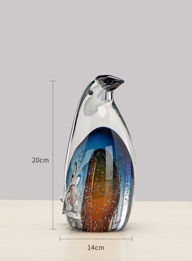 傲石创意企鹅客厅玻璃摆件轻奢电视柜酒柜家居新房乔迁新居装饰品