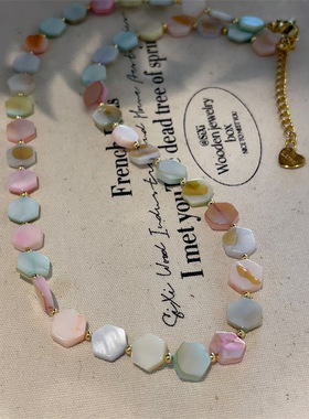 彩色串珠项链轻奢小众气质复古锁骨链 2025夏新款高级女颈链配饰