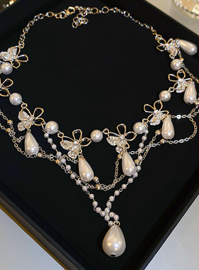 多款婚礼项链韩国复古宫廷赫本风珍珠水钻颈链新娘婚纱礼服锁骨链