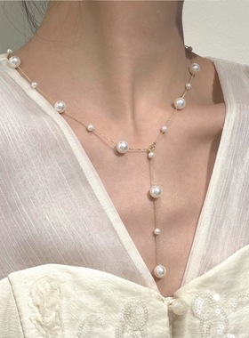 日韩小清新淑女气质珍珠锁骨链 满天星简约百搭项链饰品 可做手链