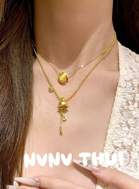 轻奢复古铃兰花时尚通勤简约百搭项链小众高级感古法贝壳闪钻颈链