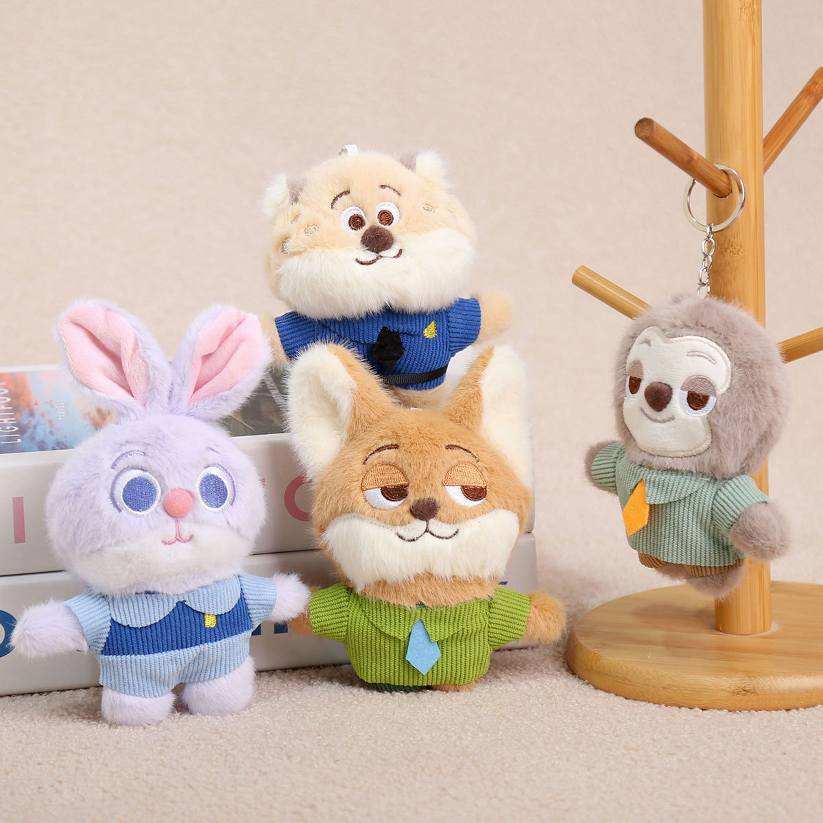 疯狂动物城朱迪警告狐尼克毛绒可爱公仔包包挂件情侣钥匙扣小礼物