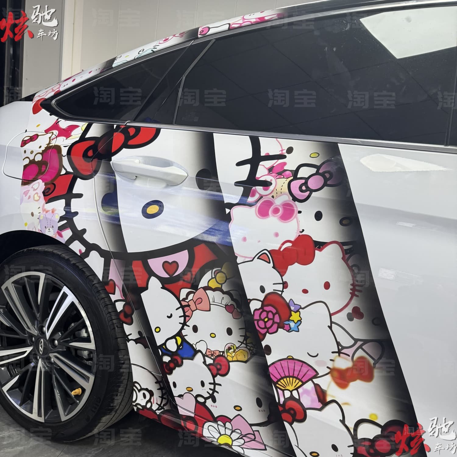 艾瑞泽8 KT猫车贴拉花思域 影豹 长安UN-V改装雅阁立柱卡通贴纸