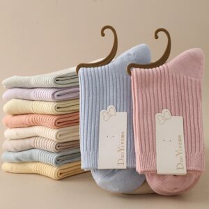 袜子女款纯棉中筒袜正品棉袜秋冬季棉质保暖不臭脚女士长袜秋冬
