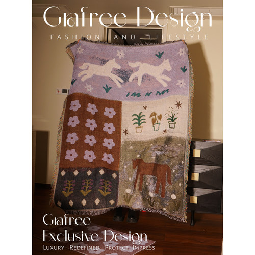 GRAFREE复古花园小马针织盖毯