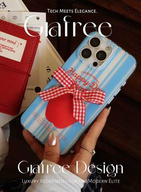 GRAFREE.原创条纹蝴蝶结红苹果手机壳适用iphone16promax 15pro蓝色14pro苹果14promax软壳硅胶全包