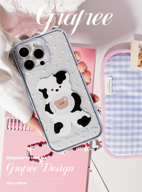 GRAFREE.原创奶油波点小熊手机壳适用iphone16promax 15pro透明14pro苹果14promax软壳硅胶全包