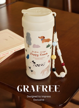 GRAFREE陶瓷内胆保温杯大容量吸管杯女生水杯子高颜值便携咖啡杯