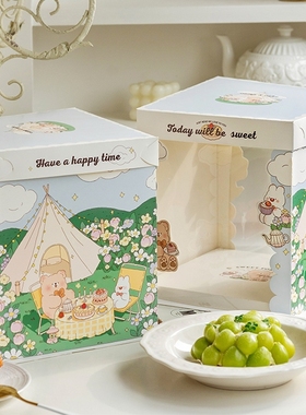 透明生日蛋糕盒包装盒盒子6寸8寸10寸加高烘焙手提网红可定制logo