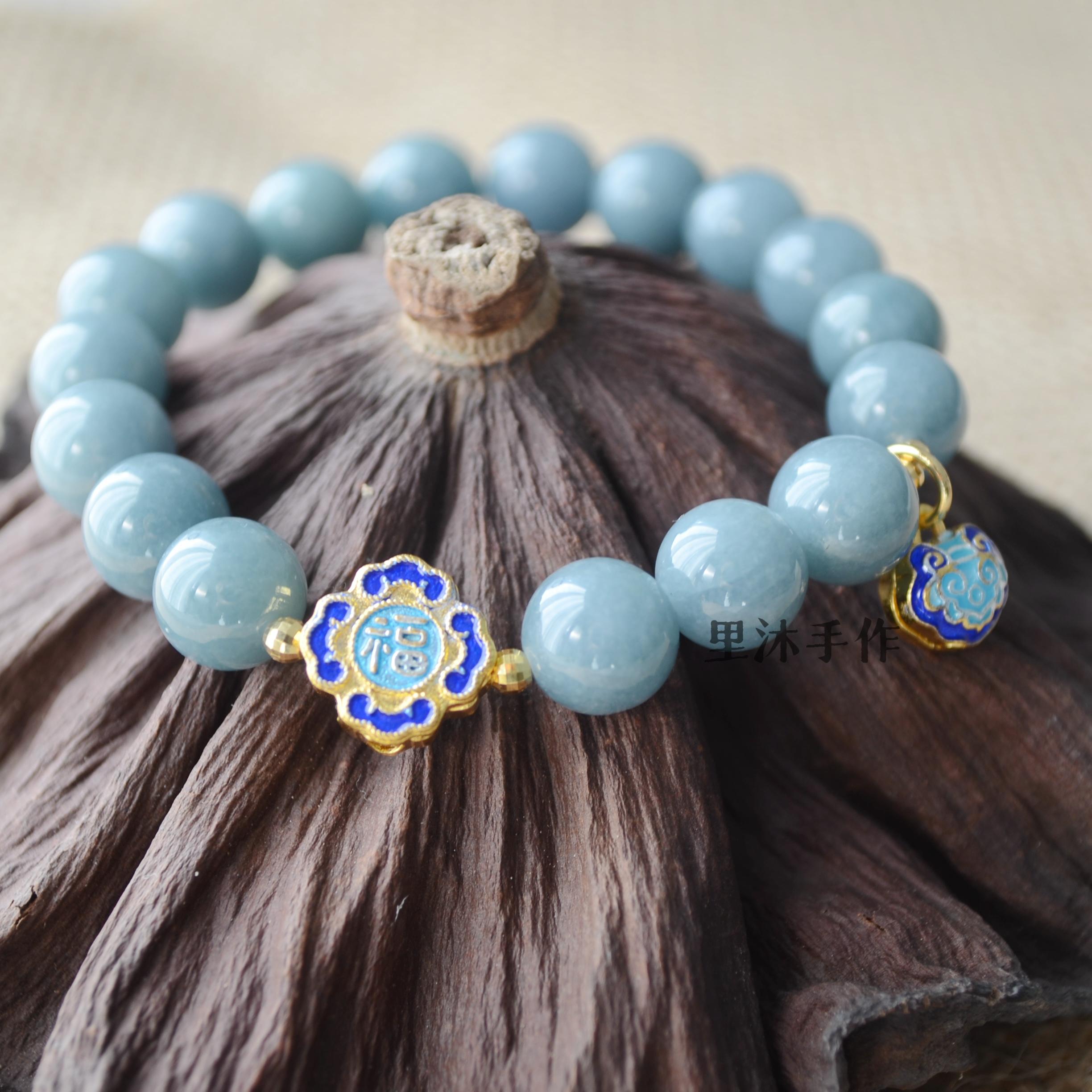 竹节手饰蓝水翡翠原创设计隔珠