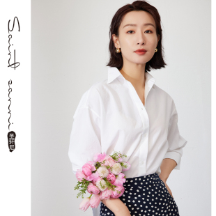 女GA940 白色衬衫 圣轩尼春夏新款 设计感廓形休闲立领长袖