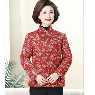 奶奶冬天运动棉服女老人加厚防寒驼绒棉衣老太太透气保暖外套碎花