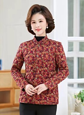 中年妈妈冬季保暖驼绒棉袄外套女
