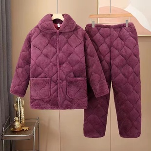 衣服 两件套老太太加厚睡衣女老人珊瑚绒夹棉女装 奶奶冬装 棉衣棉裤