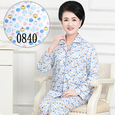 中老年纯棉长袖休闲女士睡衣