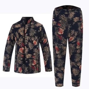 老人冬季 老太太棉袄家居服两件套 驼绒睡衣女奶奶三层加厚棉衣棉裤