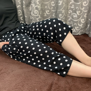 夏季中老年女七分睡裤姥姥绵绸7分裤奶奶纯棉绸家居裤空调裤大码