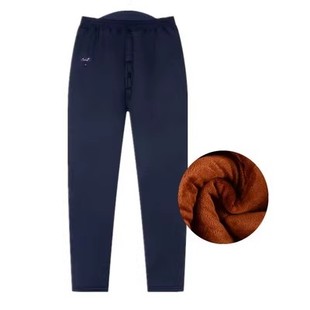 男老人过冬休闲长裤 带门襟爷爷加绒加厚睡裤 抗寒驼绒棉裤 爸爸冬季