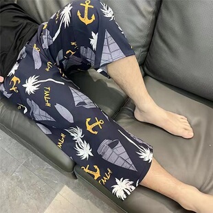 200斤中老年爸爸七分睡裤 子百搭加肥大码 男纯棉绸 爷爷休闲裤 夏季