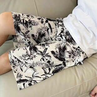 大码 纯棉绸老太太五分家居裤 200斤 女夏老人阔腿短裤 奶奶绵绸睡裤