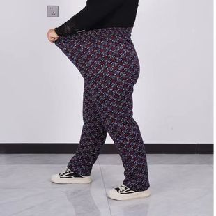 弹力长裤 老太太冬天驼绒棉裤 女奶奶修身 200斤老人加厚睡裤 特大码