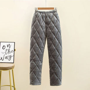 老人舒适加厚棉裤 女奶奶珊瑚绒夹棉居家裤 老太太东北抗寒睡裤 冬季