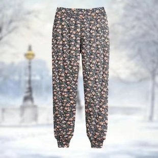 冬季老年人花裤外穿居家睡裤女妈妈加绒加厚棉裤婆婆高腰保暖裤子