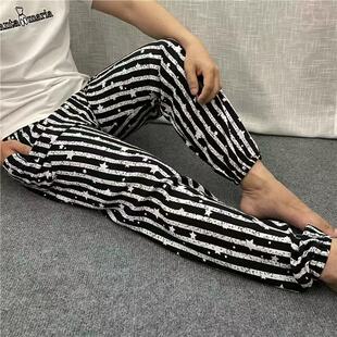 子束口小脚爷爷居家裤 纯棉绸中老年人造棉灯笼裤 男夏薄款 爸爸睡裤