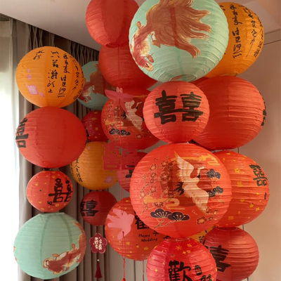 结婚氛围喜庆布置灯笼场景装饰