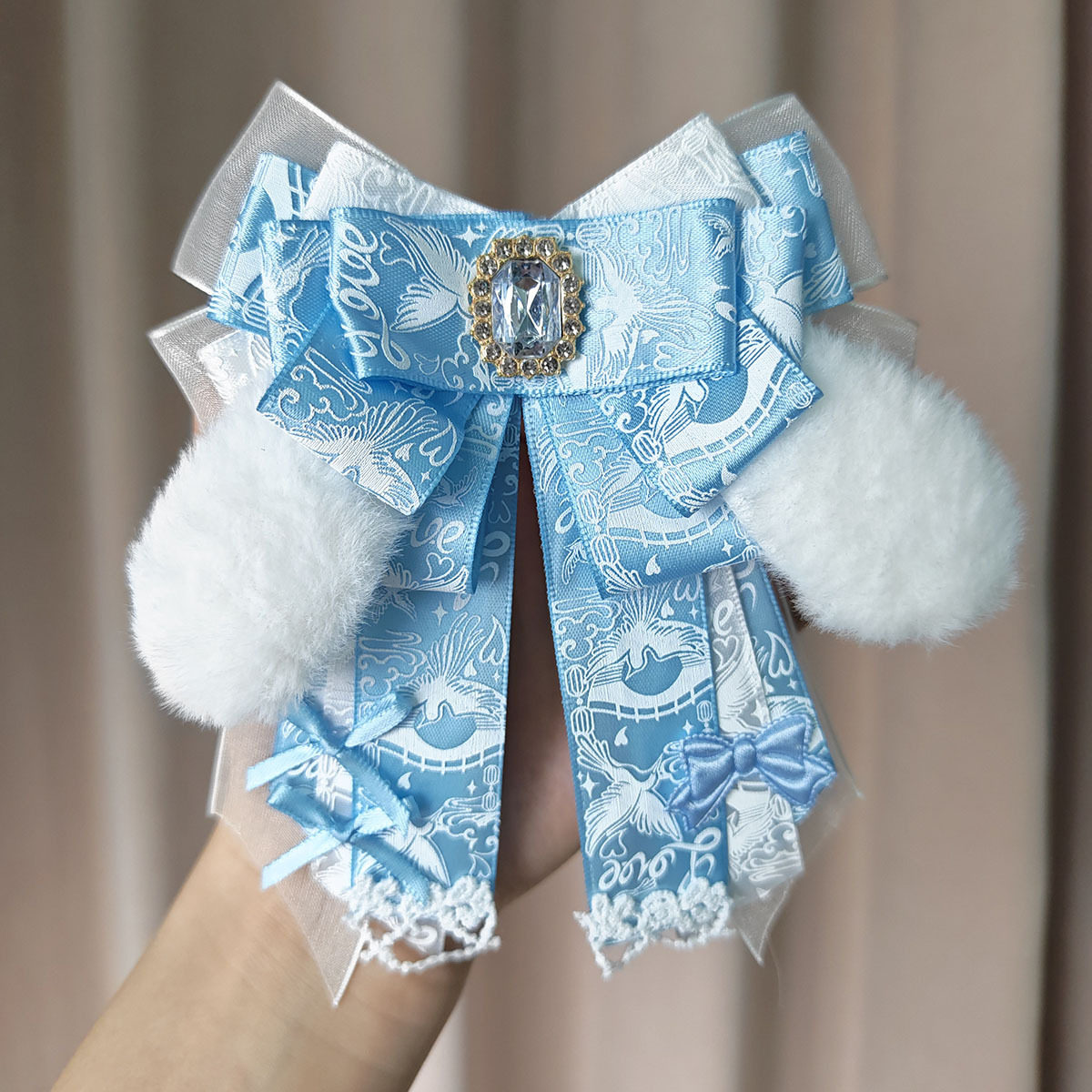 谷美动漫ins蕾丝蝴蝶成品应援克拉棒配件diy手作毛绒可爱痛包装