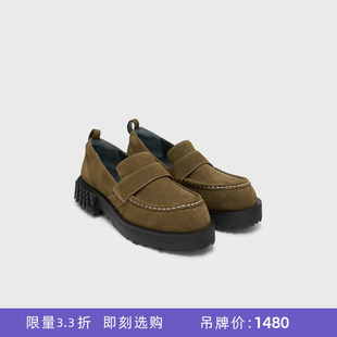 通勤棕色星星底拼接圆头厚底乐福鞋 单鞋 echo秋季 断码 lost
