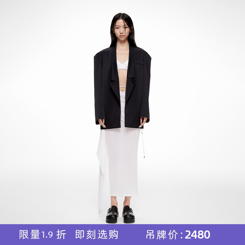 lostinecho醋酸翻领西装外套